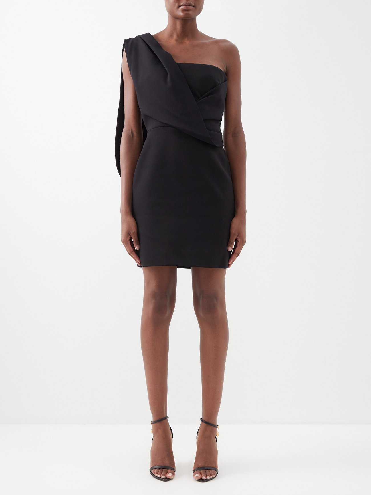 MATCHESFASHION Women Clothing Dresses Asymmetrical Dresses Black Womens Asymmetric Crepe Mini Dress 