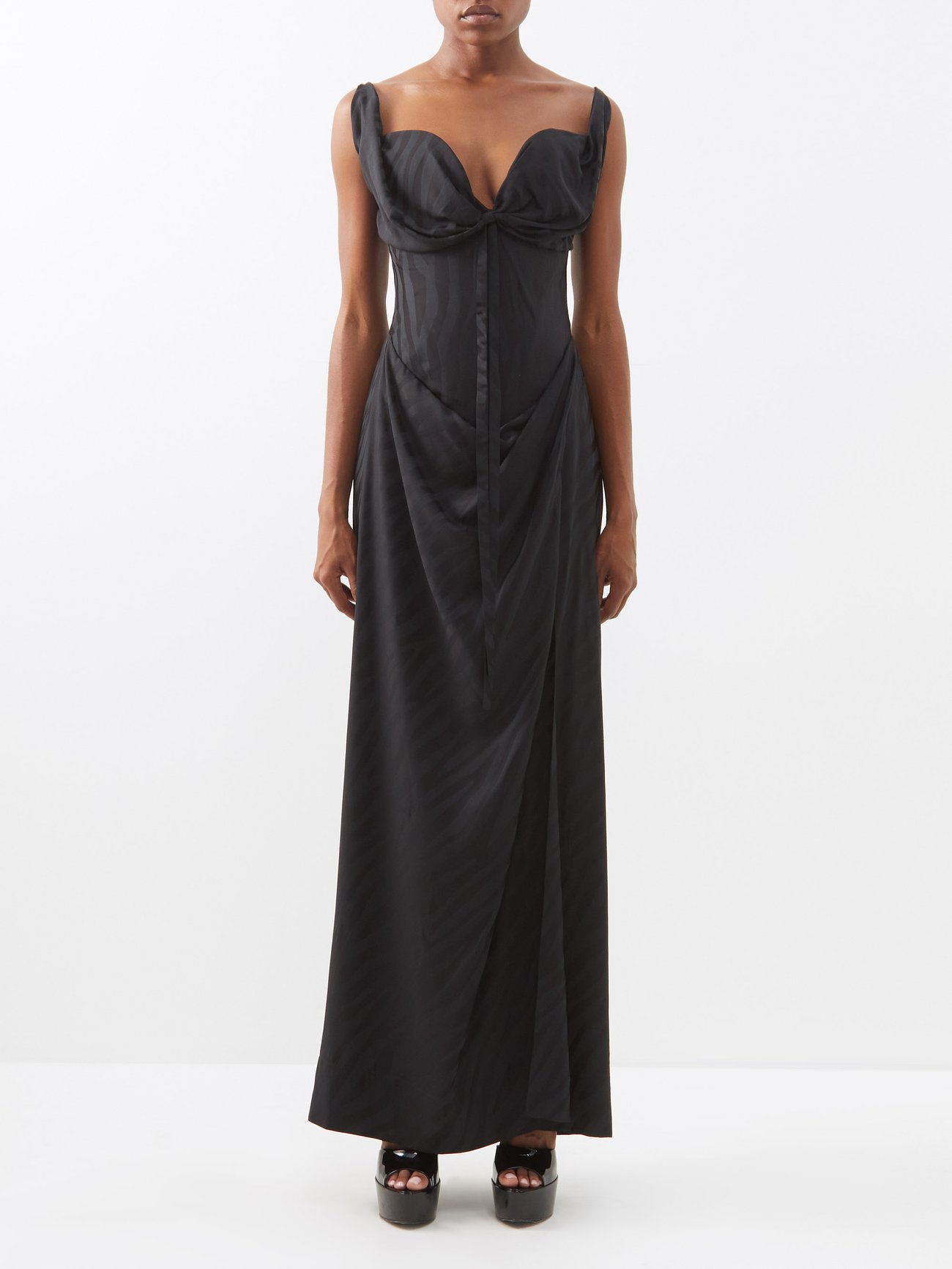 Black Iwona stripe-jacquard draped corset gown | Vivienne Westwood ...