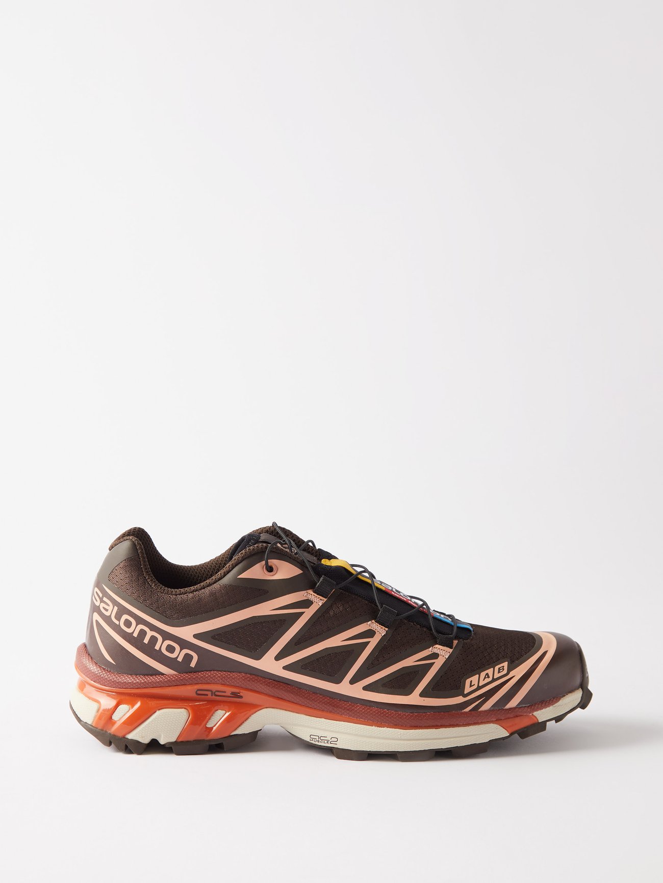 A Salomon classic since 2013, these brown mesh and rubber XT-6 trainers have an OrthoLite insole that moulds to the contours of your feet.
