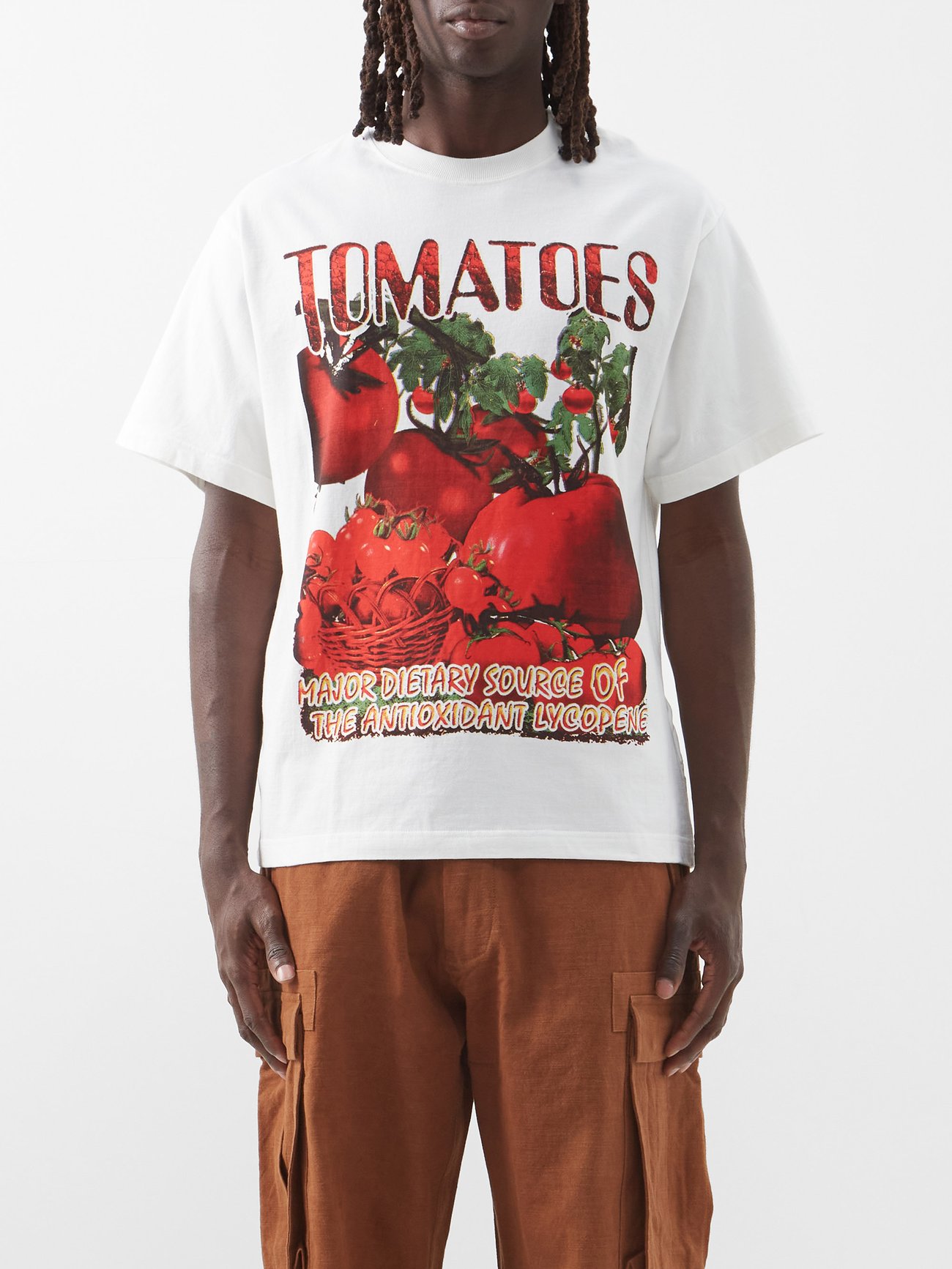 White Grateful tomato-print organic-cotton T-shirt | Story MFG