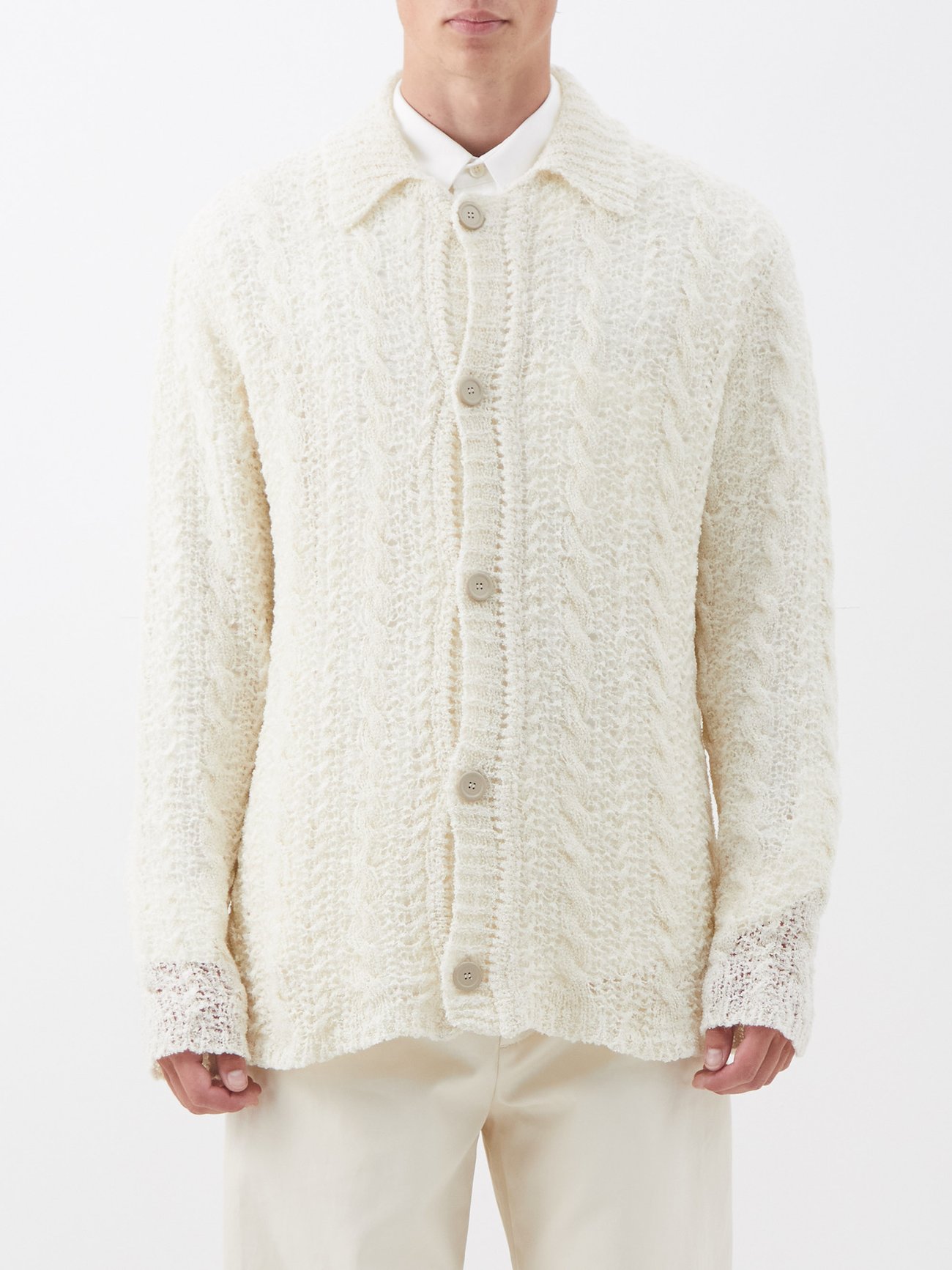 Our Legacy Sheer Cable Big Cardigan White | forum.iktva.sa