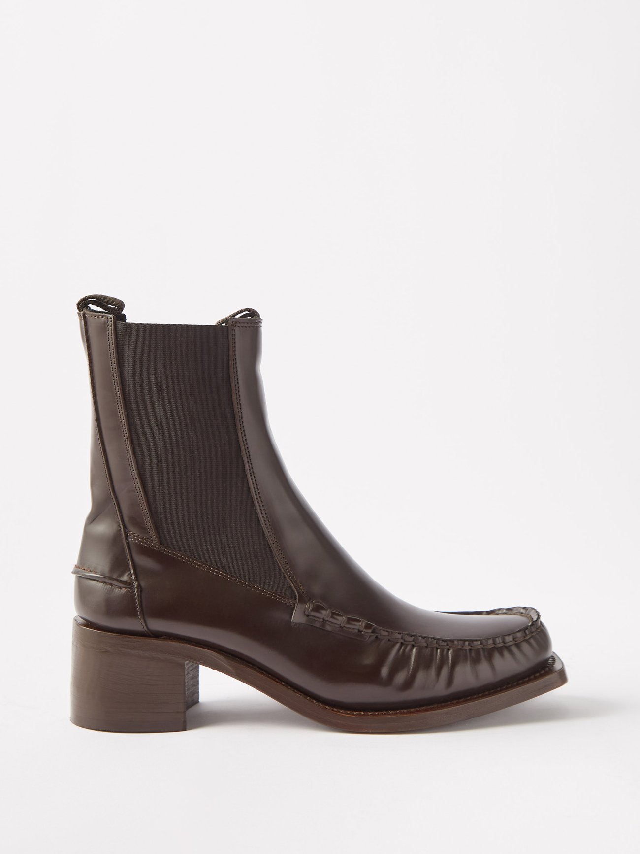 Alda block-heel leather ankle boots