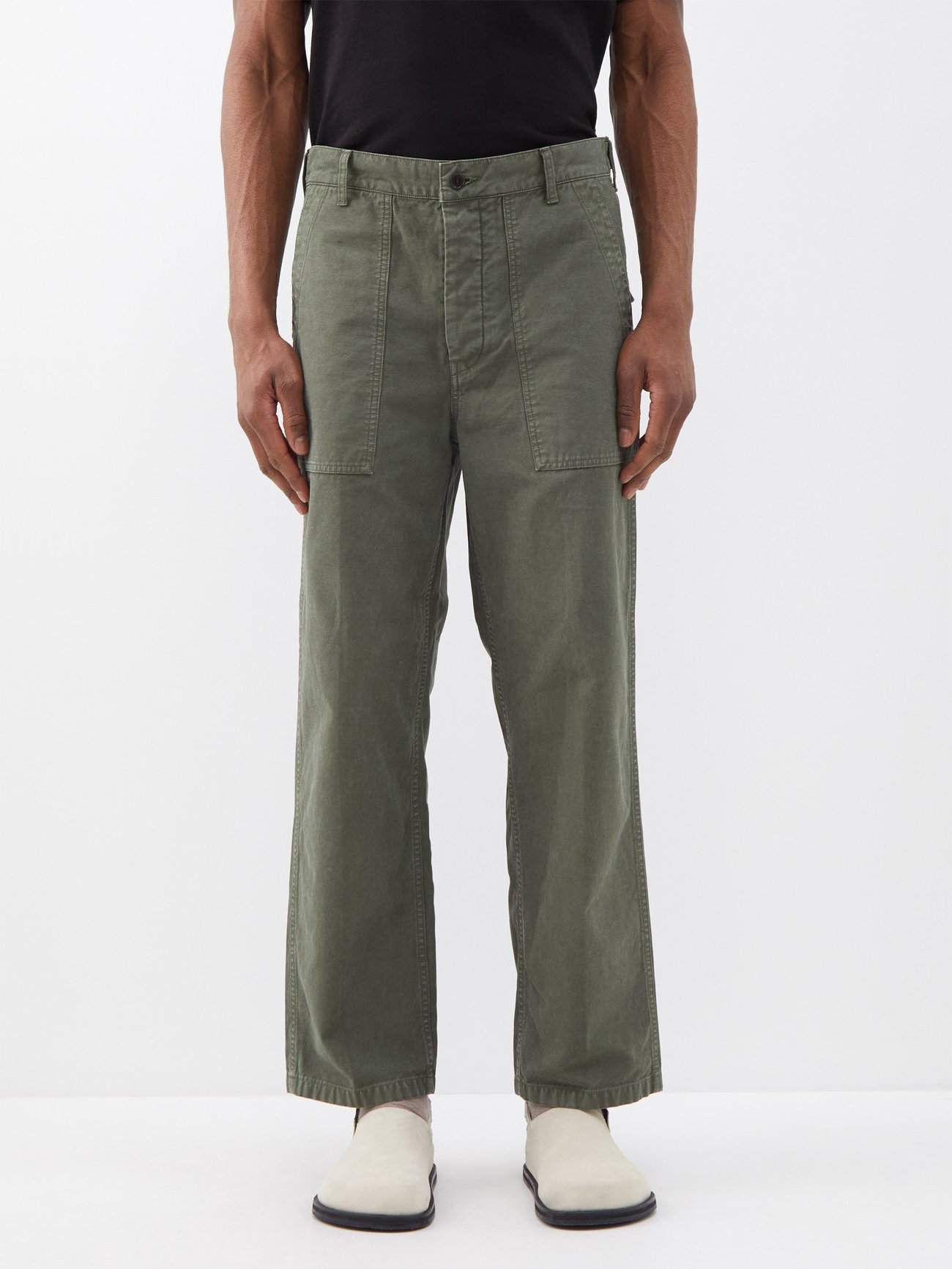 Alda garment-dyed cotton-canvas trousers