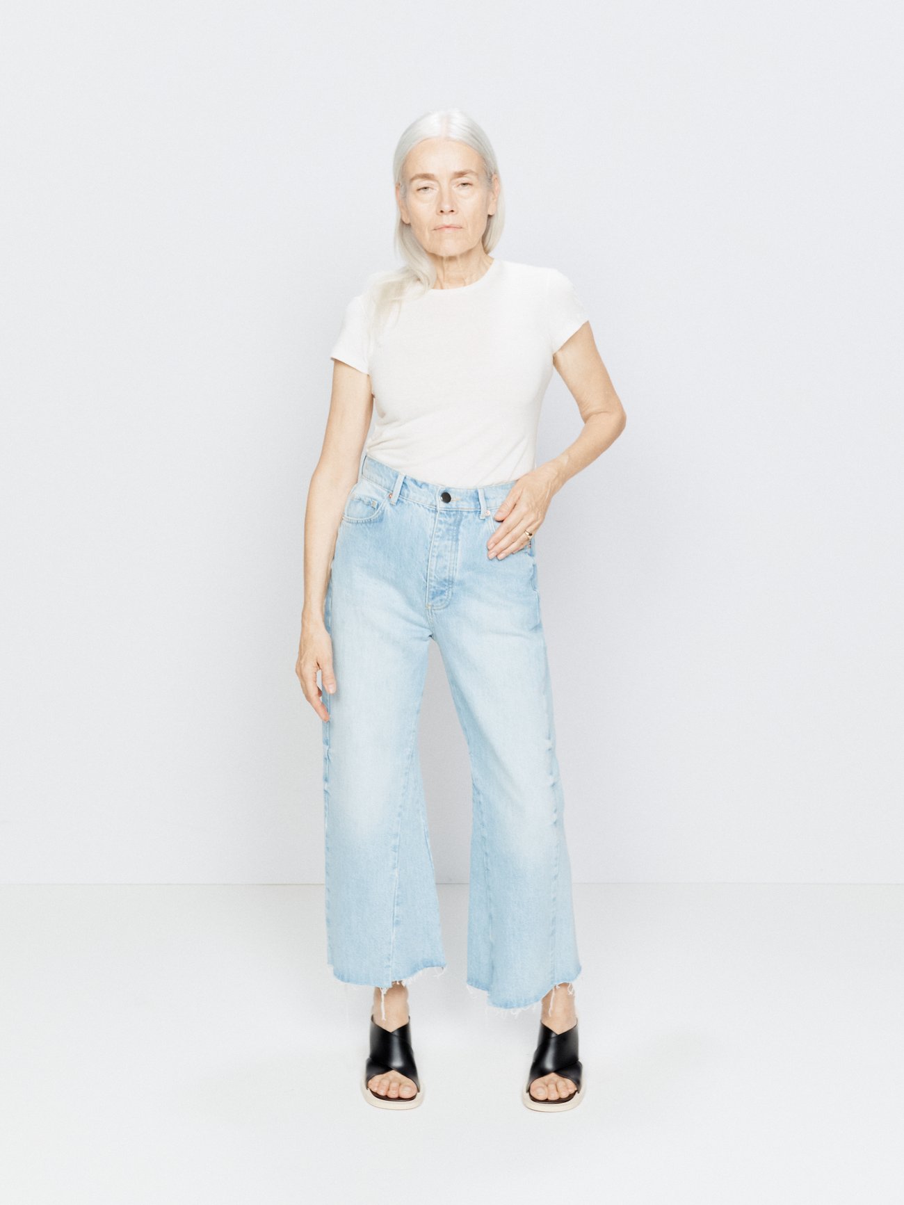 Blue Insert flare organic cotton-blend jeans | Raey | MATCHESFASHION US