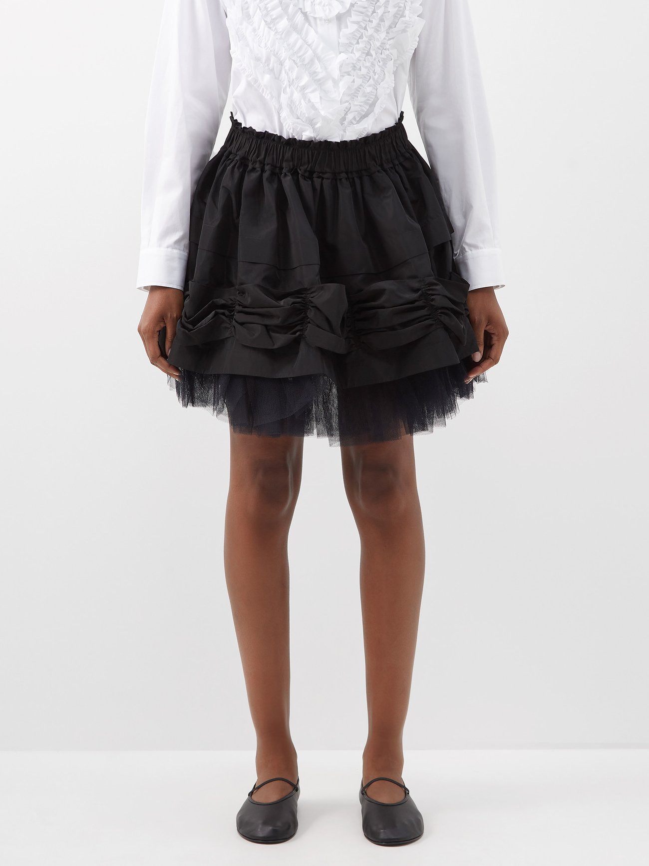 matchesfashion.com | Ruched taffeta and tulle mini skirt