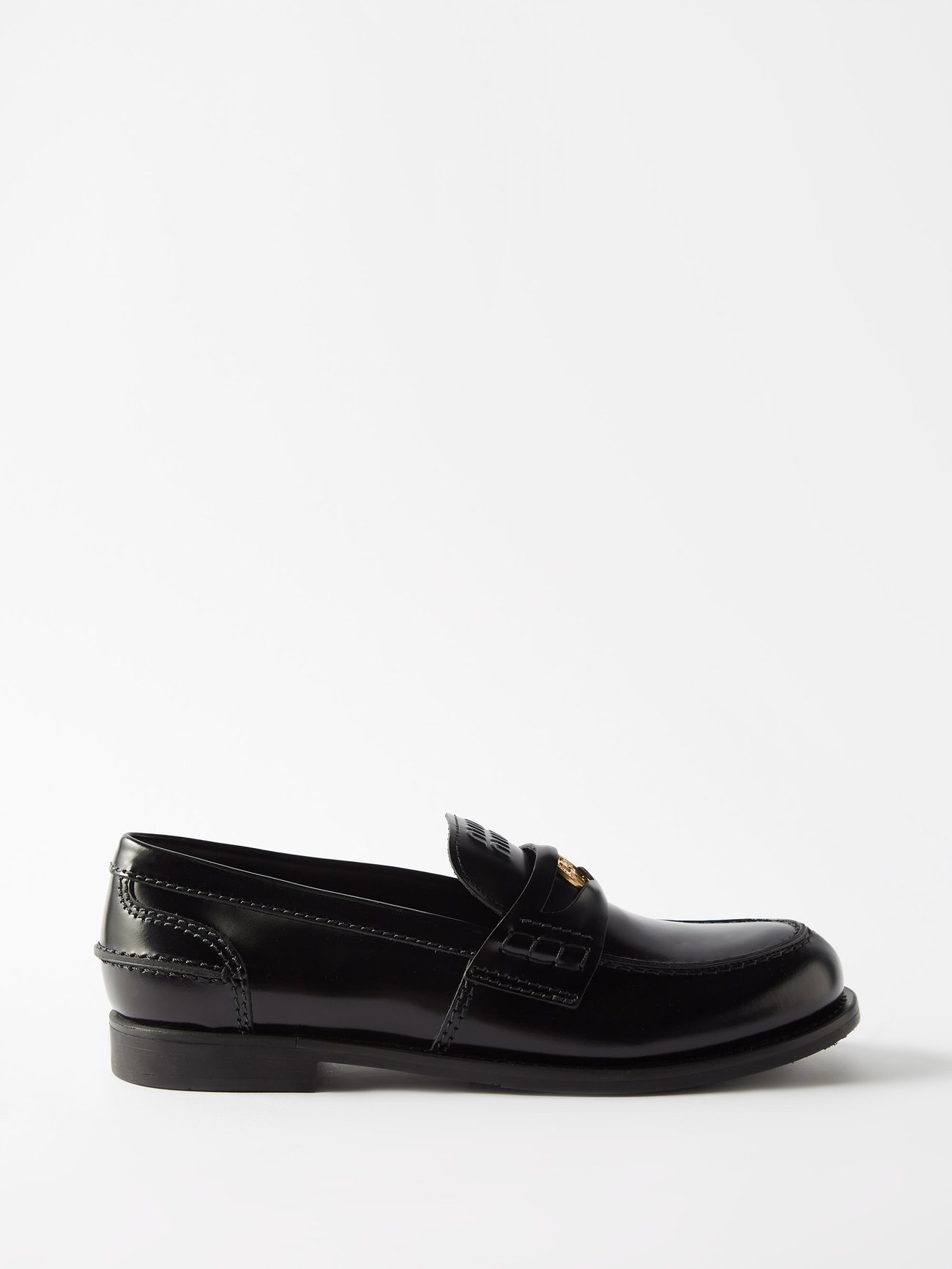 Black Leather penny loafers | Miu Miu | MATCHESFASHION US