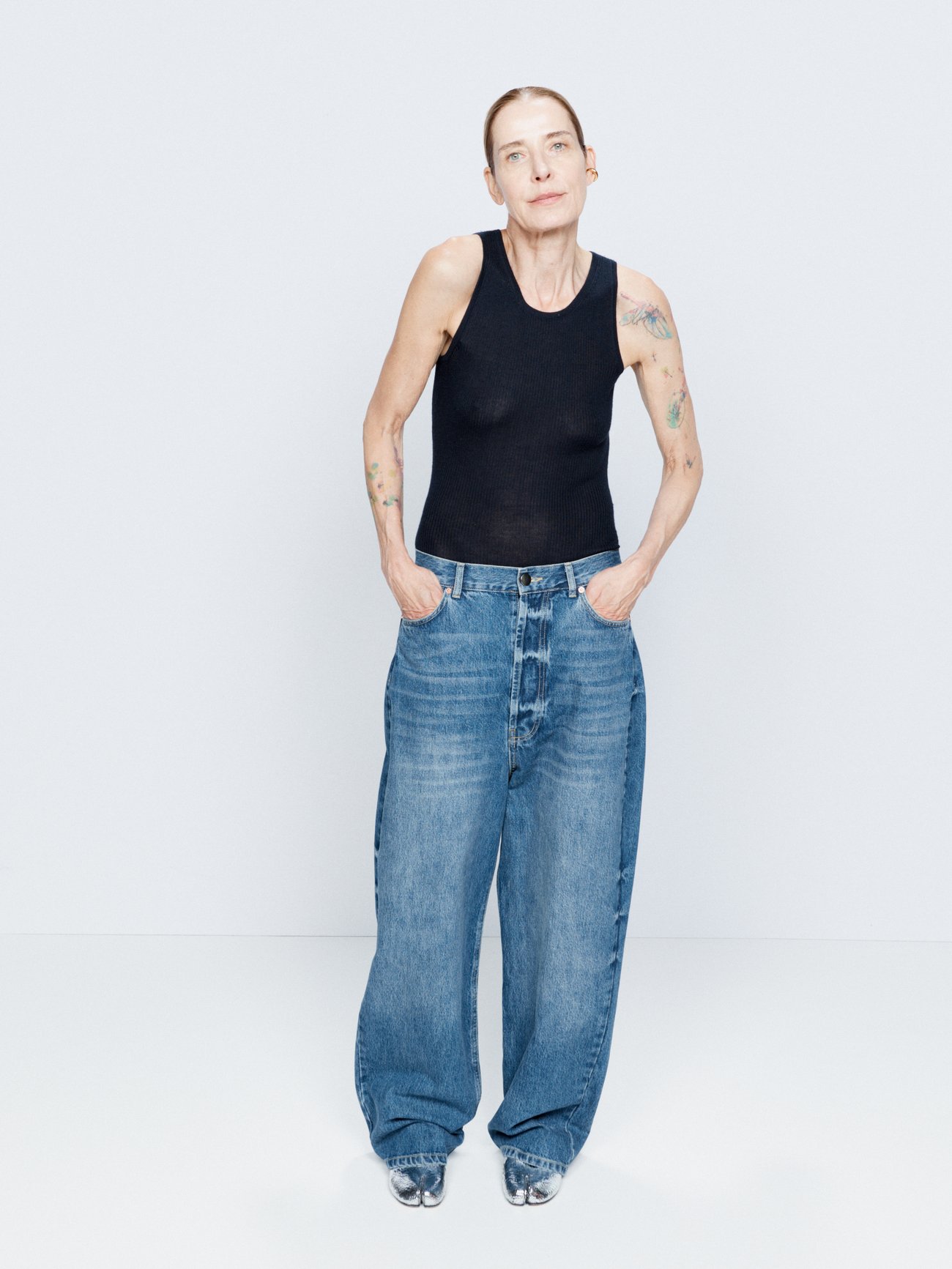 Blue Drop organic-cotton-blend low-rise baggy jeans | Raey ...