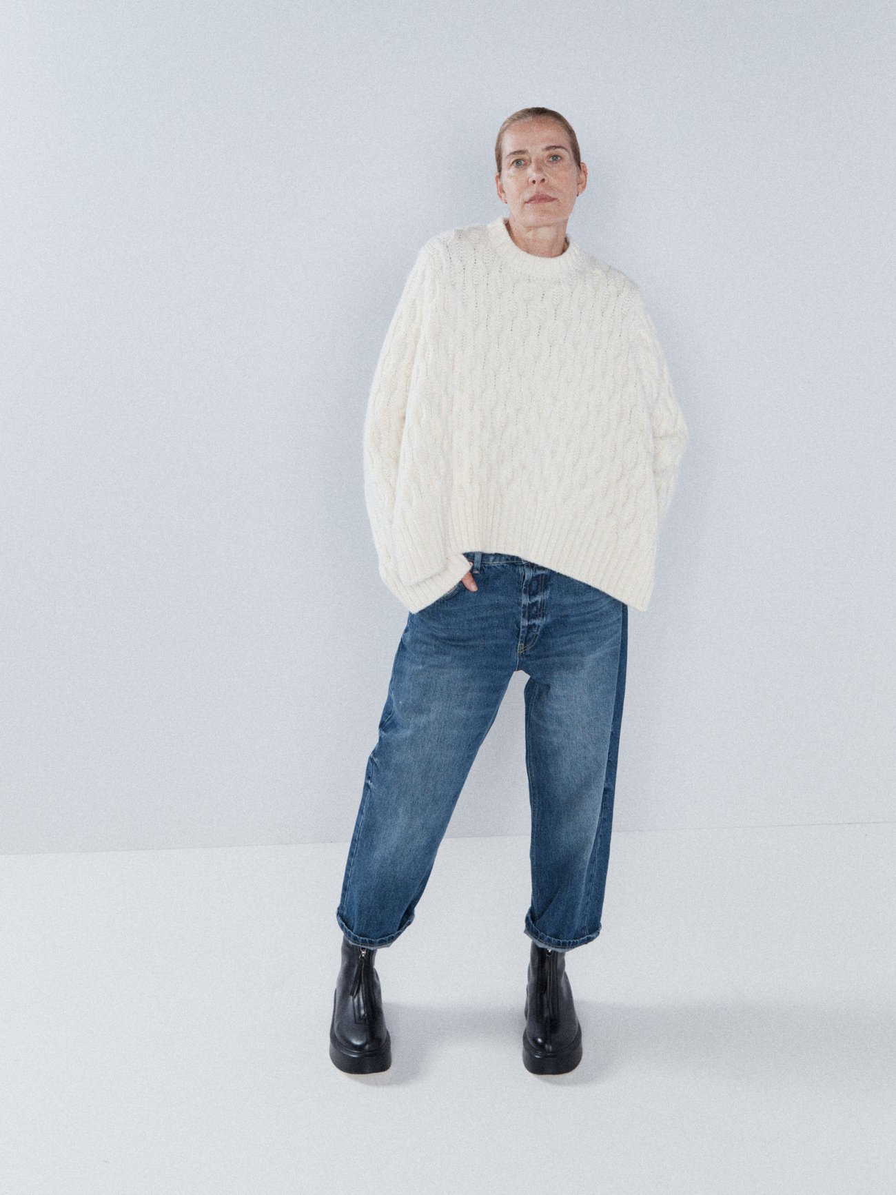 White Organic-wool blend cable knit sweater | Raey | MATCHESFASHION AU