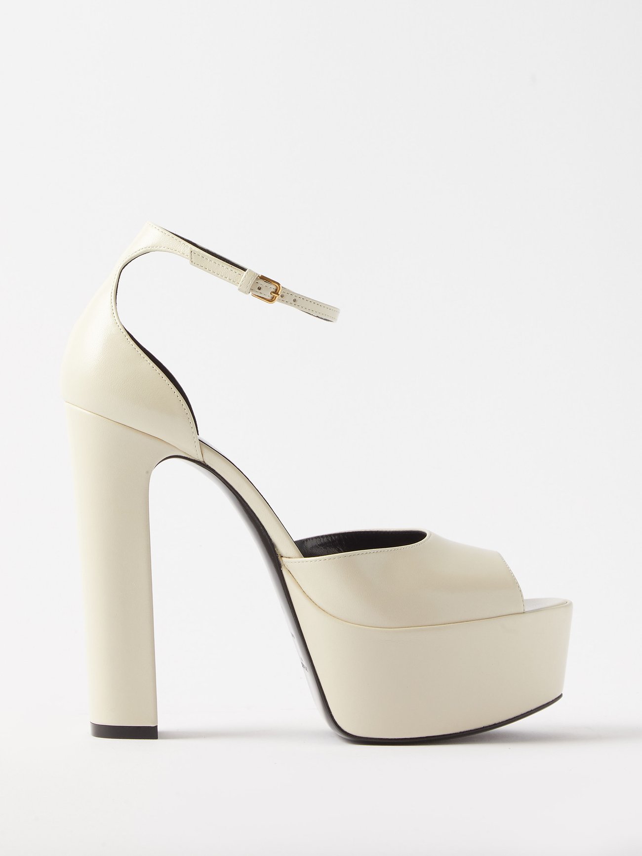 White Jodie 95 leather platform sandals | Saint Laurent | MATCHESFASHION UK