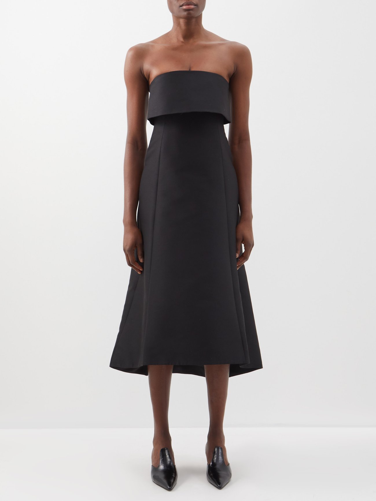 Black Bandeau cotton-blend midi dress | Toteme | MATCHESFASHION AU