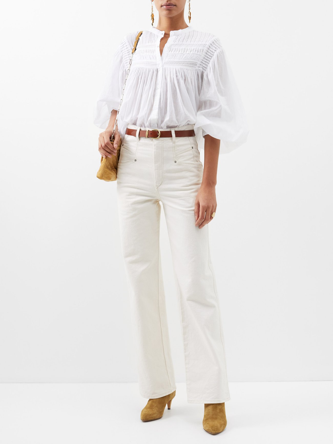 Isabel Marant Étoile White Plalia pintucked cotton-voile blouse | 매치스패션 ...
