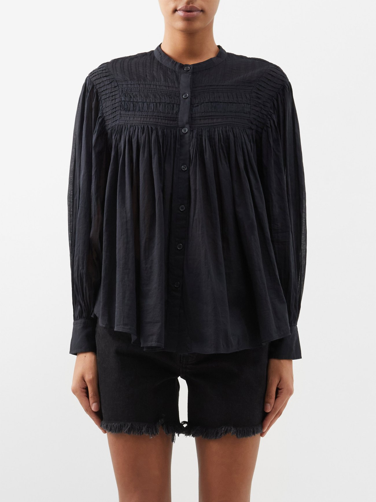 Plalia pleated cotton blouse Black Isabel Marant Étoile | MATCHESFASHION FR