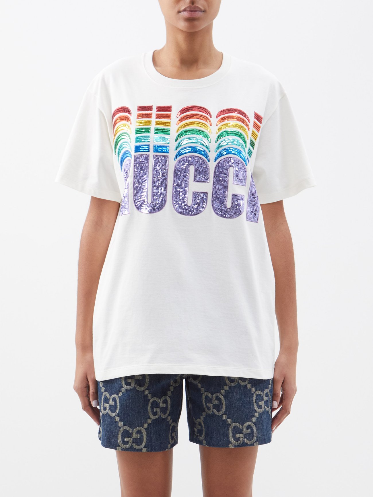 GUCCIグッチバッグスバニーコットンスパンコールスウェットtシヤツ