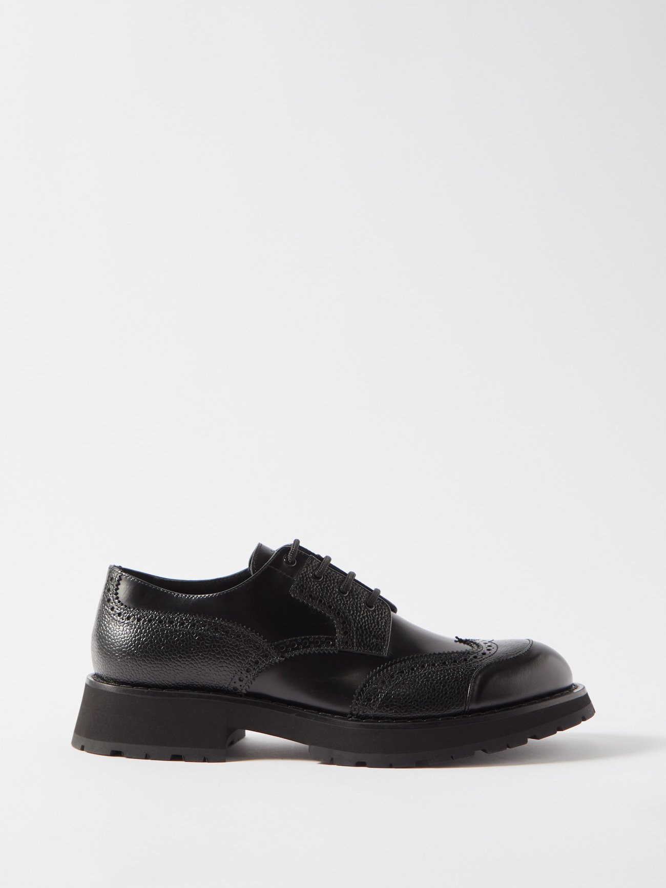 Black Punk Worker leather Derby shoes | Alexander McQueen ...