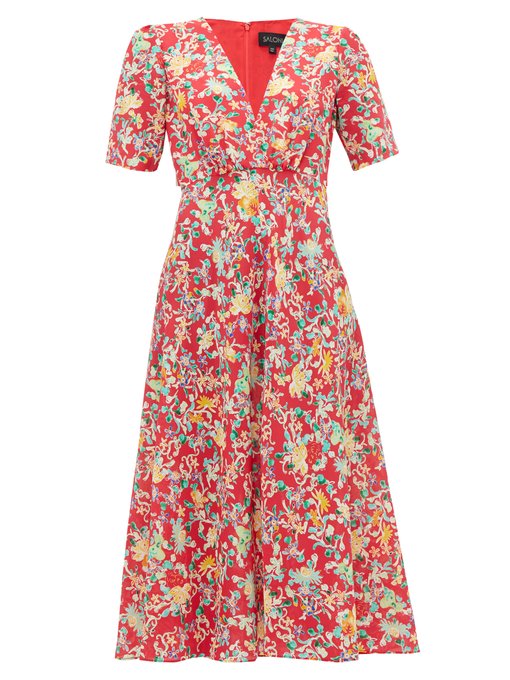 Eden floral-print silk midi dress | Saloni | MATCHESFASHION US