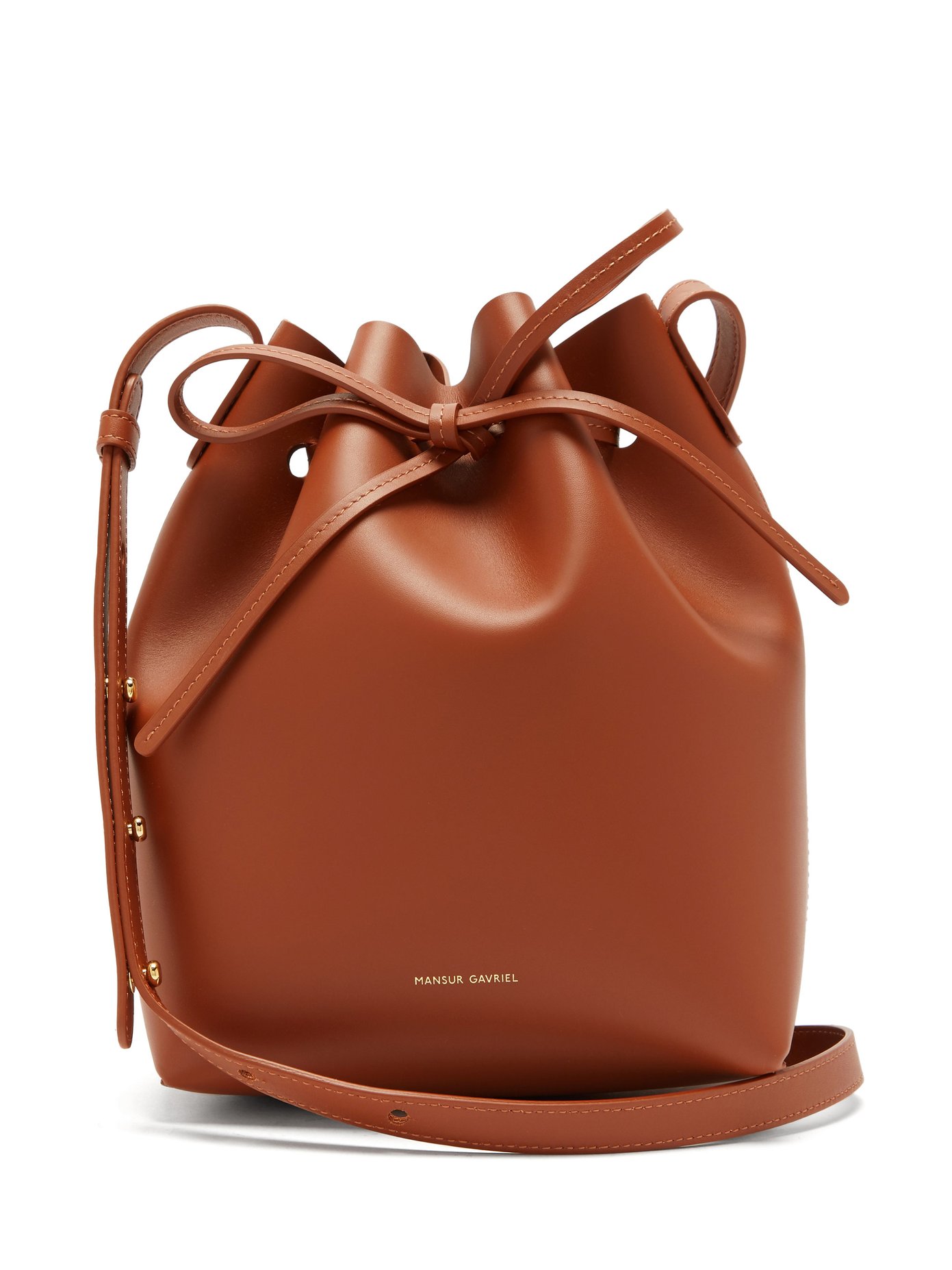 Mini leather bucket bag | Mansur 