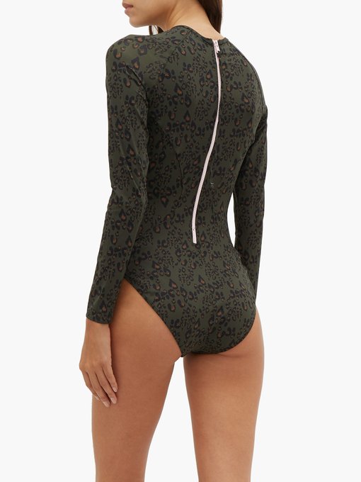 leopard print long sleeve swimsuit