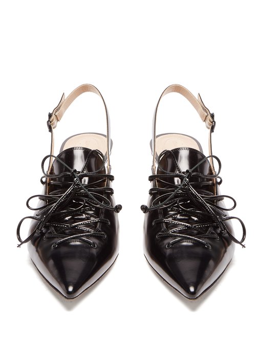 Flower-heel satin slingback pumps | Simone Rocha | MATCHESFASHION UK