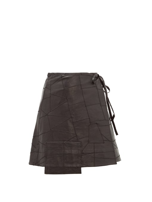 ganni leather wrap skirt