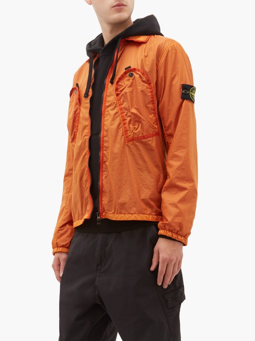 stone island garment dyed hooded zip shirt