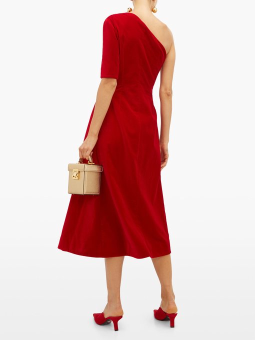 Jenna one-shoulder cotton-velvet midi dress | Emilia Wickstead ...