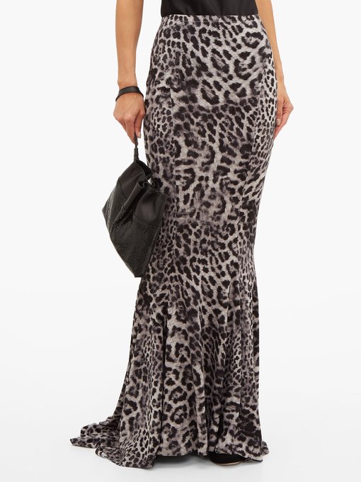 leopard print jersey skirt