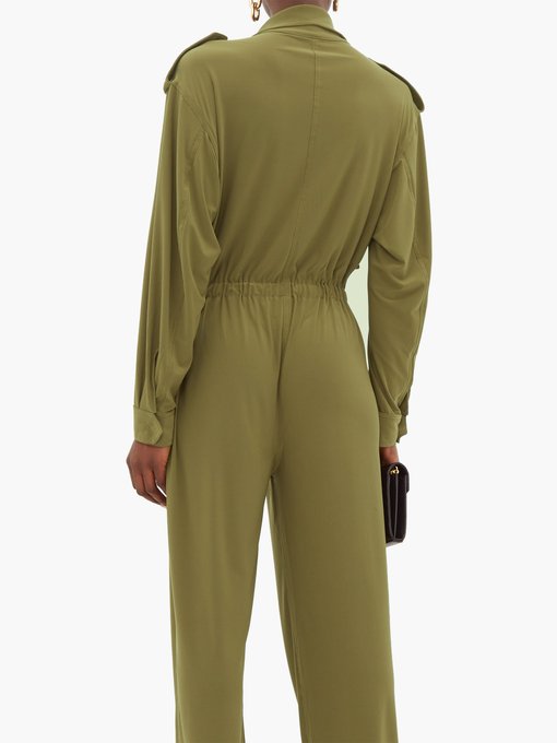 beige cargo jumpsuit