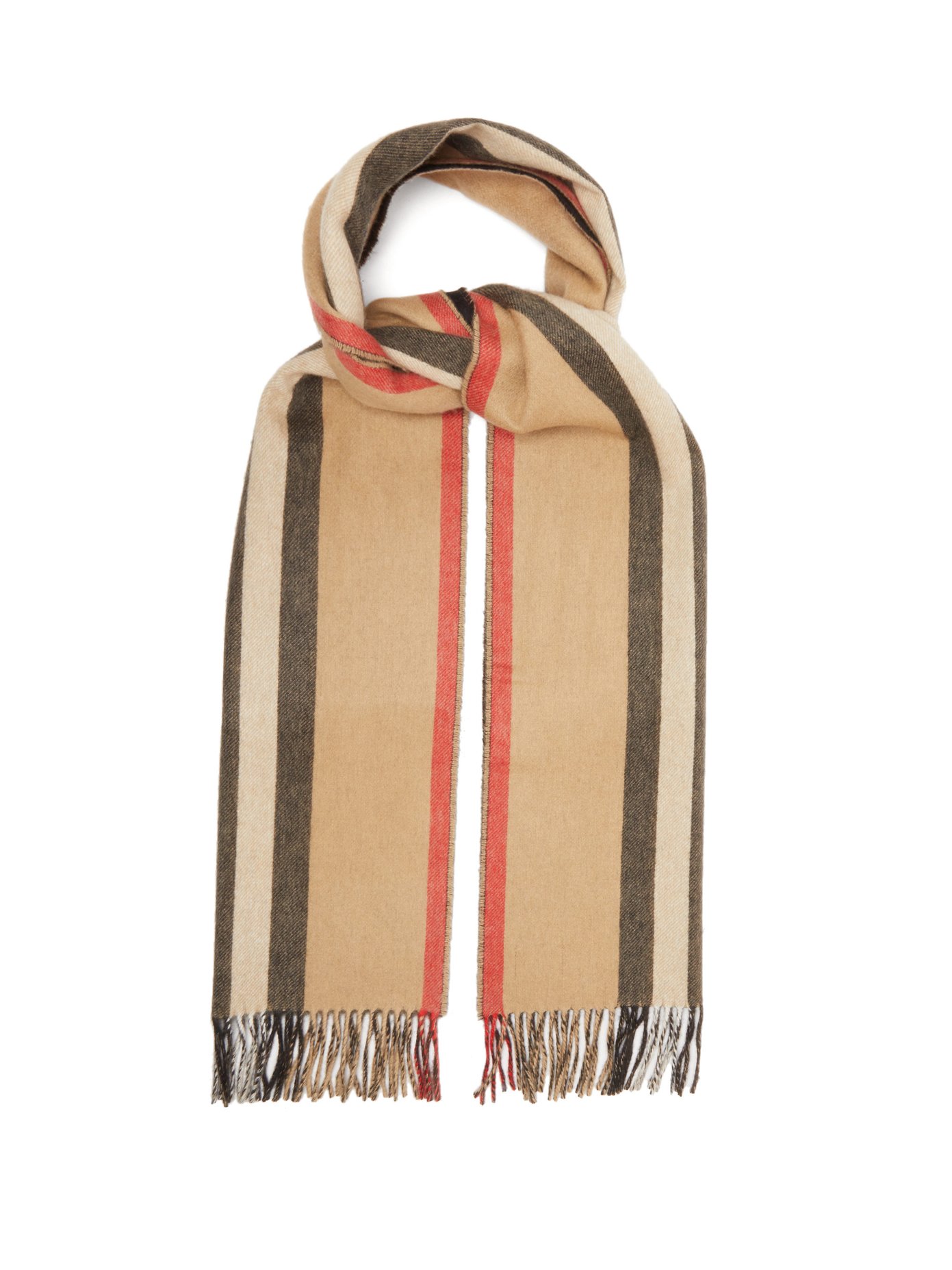 reversible stripe and check wool cashmere scarf