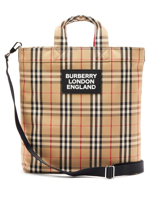 burberry check tote bag