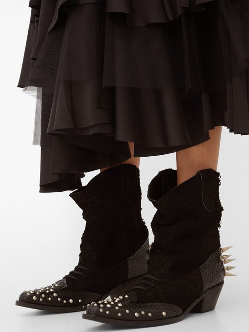 lizzie black suede studded ankle boots