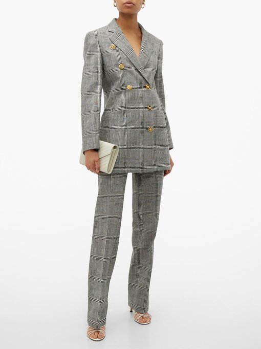 Double-breasted Prince of Wales-check wool blazer | Versace ...