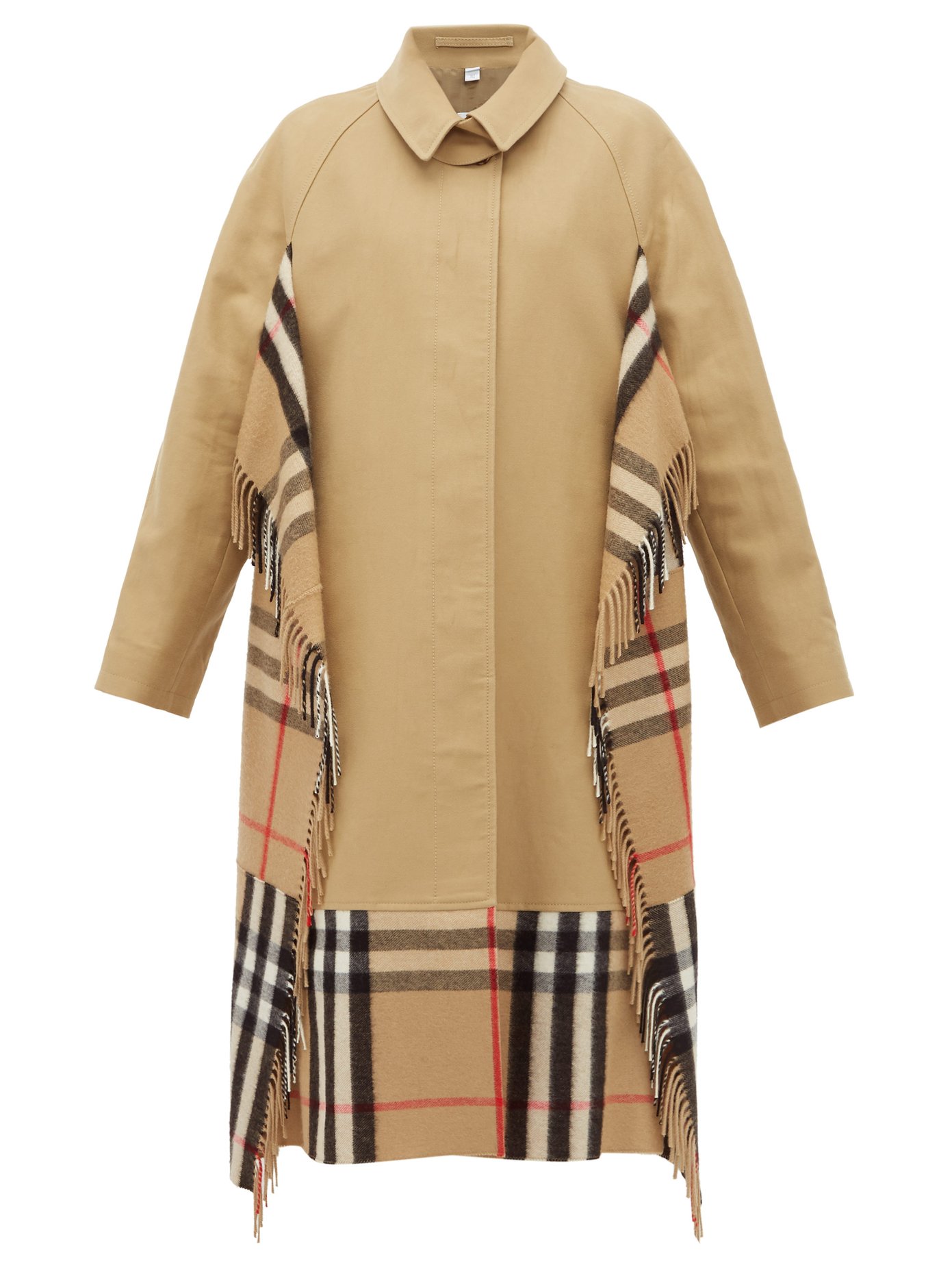 check cashmere and cotton trench coat 