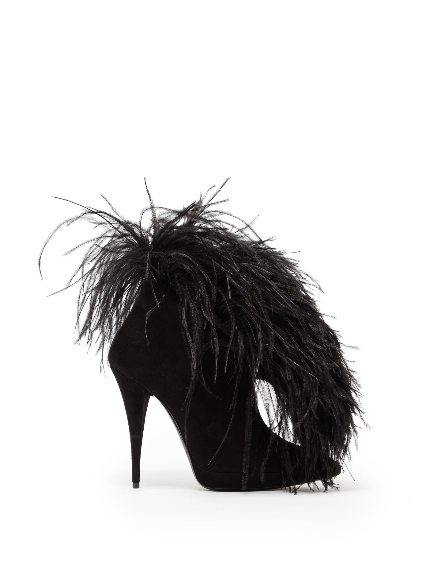 saint laurent shoes with feathers