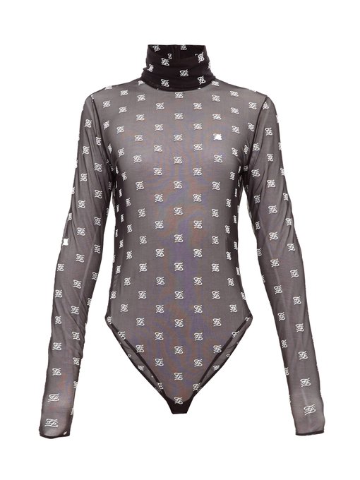 Logo-embroidered mesh bodysuit | Fendi | MATCHESFASHION UK