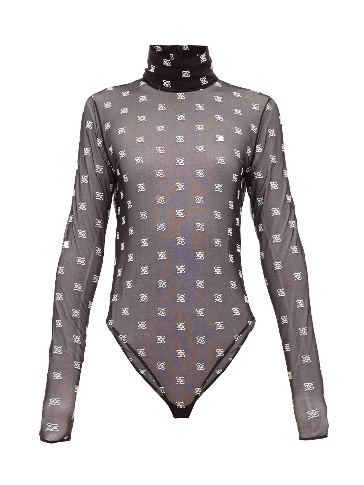 Logo-embroidered mesh bodysuit | Fendi 