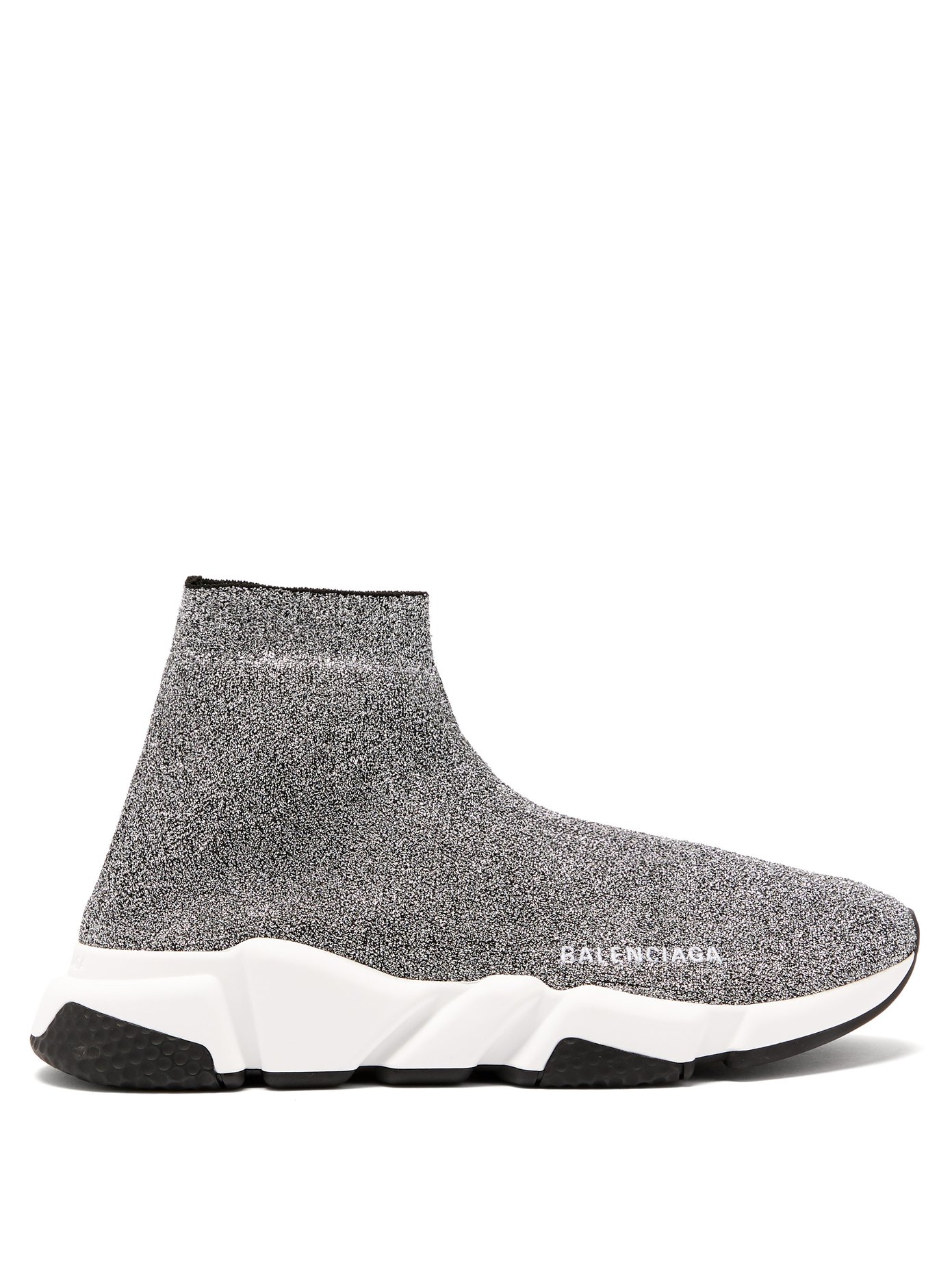 Speed high-top lamé sock trainers 
