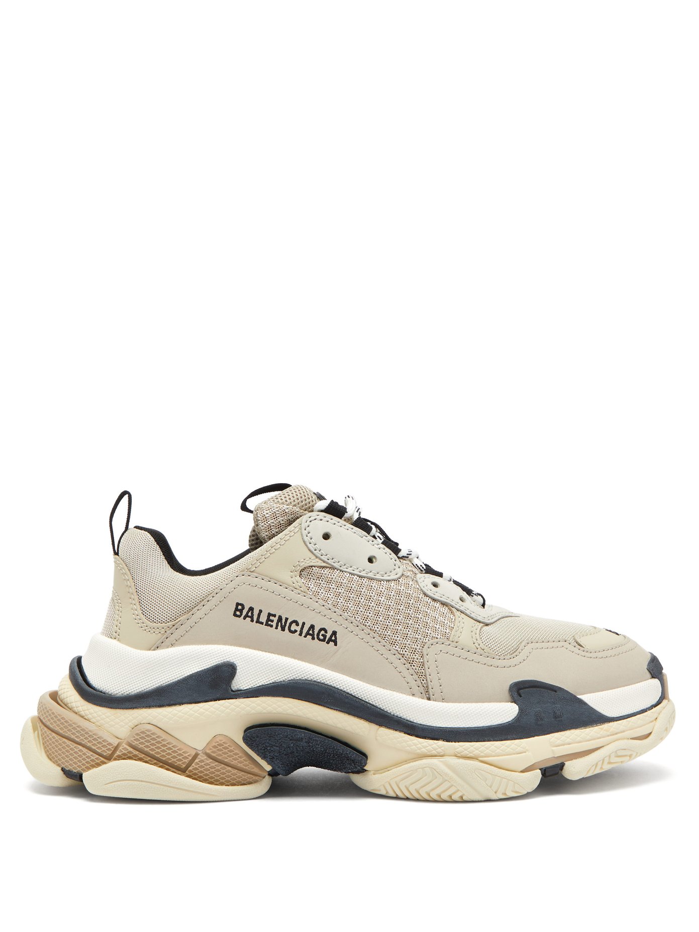 Balenciaga Triple S Runner Leather And Mesh Trainers in Navy