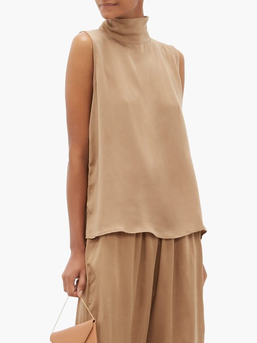 high neck silk top