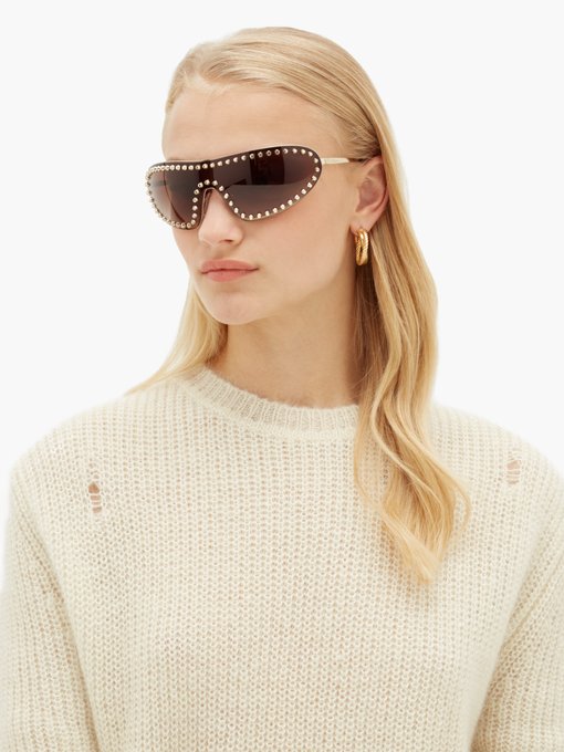 Studded shield metal sunglasses | Prada 