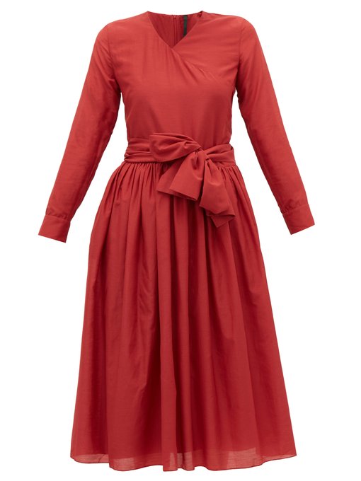 red cotton wrap dress