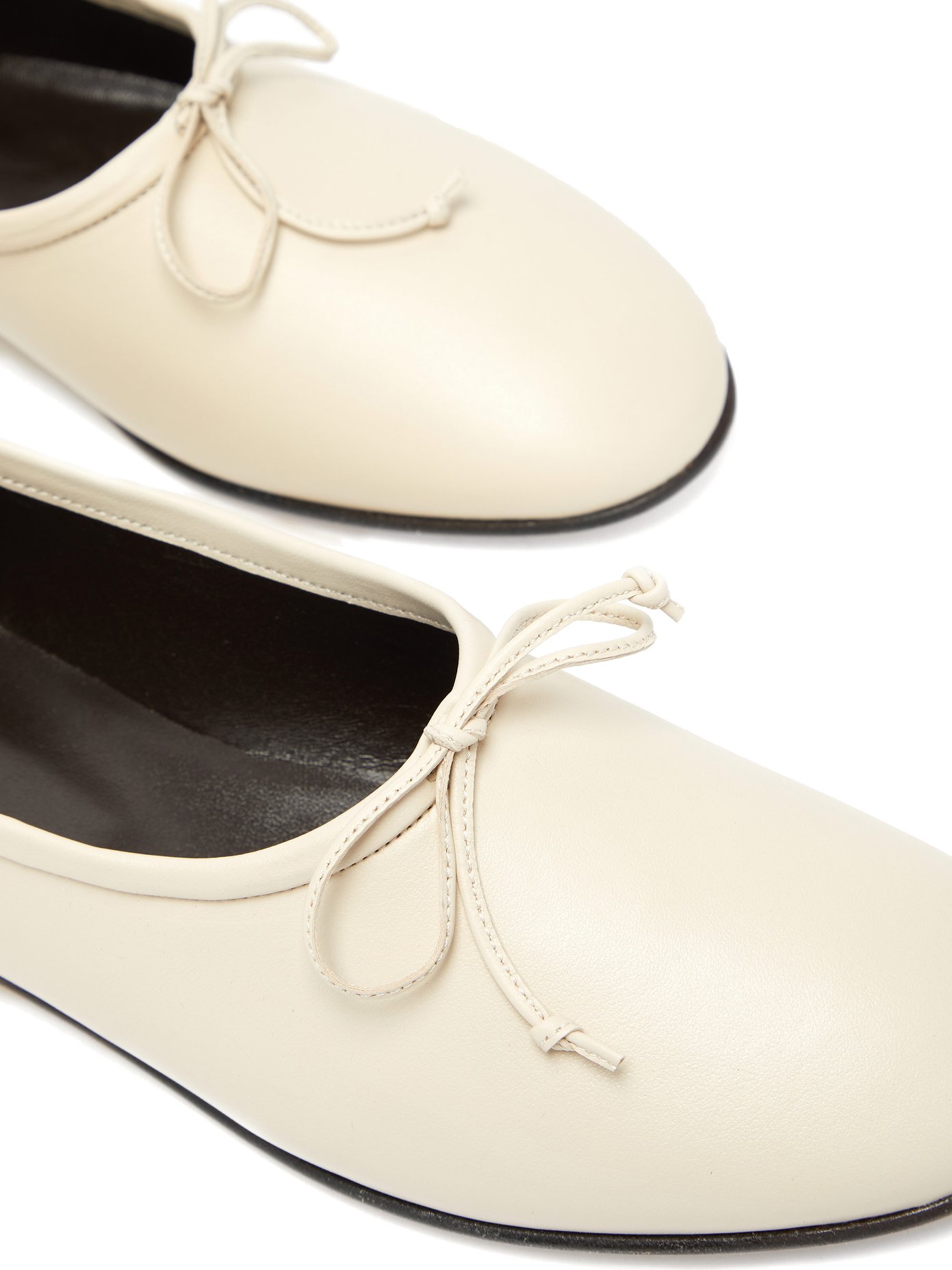 Shop By Far Agnes High cut Leather Ballet Flats In White