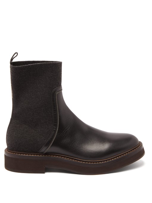 Leather and cashmere Chelsea boots | Brunello Cucinelli | MATCHESFASHION UK