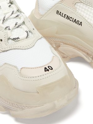 Balenciaga Track Leather And Mesh Sneaker Triple White