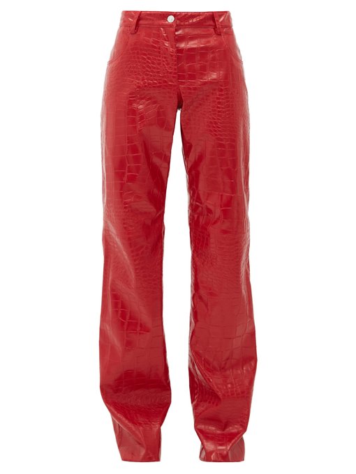 leather trousers red