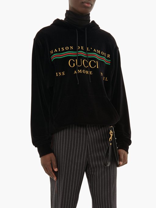 gucci embroidered hooded sweatshirt