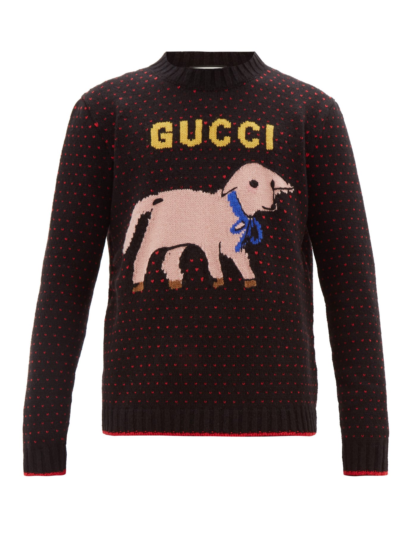 Lamb logo-intarsia wool sweater | Gucci 