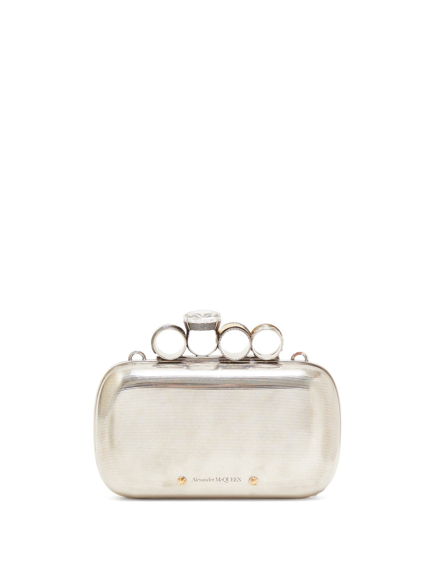 alexander mcqueen silver clutch