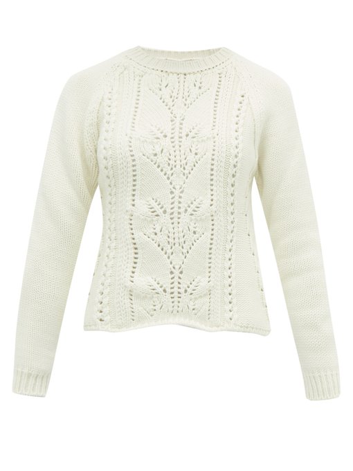 Pointelle cable-knit wool-blend sweater | Brock Collection ...