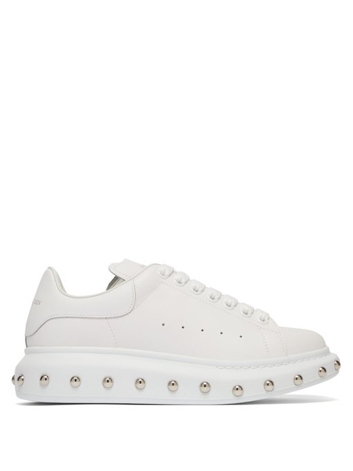 Studded raised-sole leather trainers 