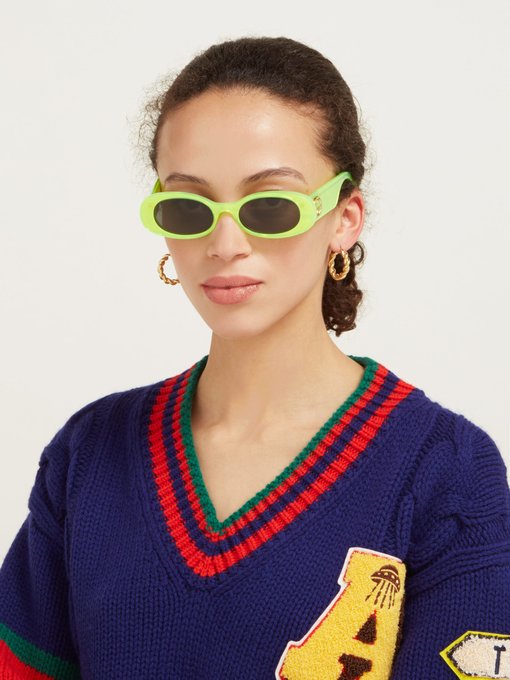Oval pearlescent-acetate sunglasses | Gucci | MATCHESFASHION UK